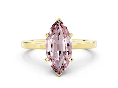 Yellow gold Marquise Cut Morganite Solitaire Engagement Ring with Classic Band and Four-Prong Setting_43