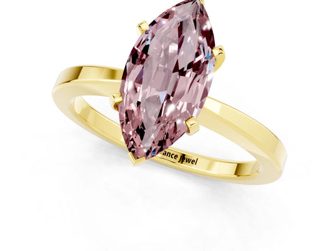 Yellow gold Marquise Cut Morganite Solitaire Engagement Ring with Classic Band and Four-Prong Setting_44