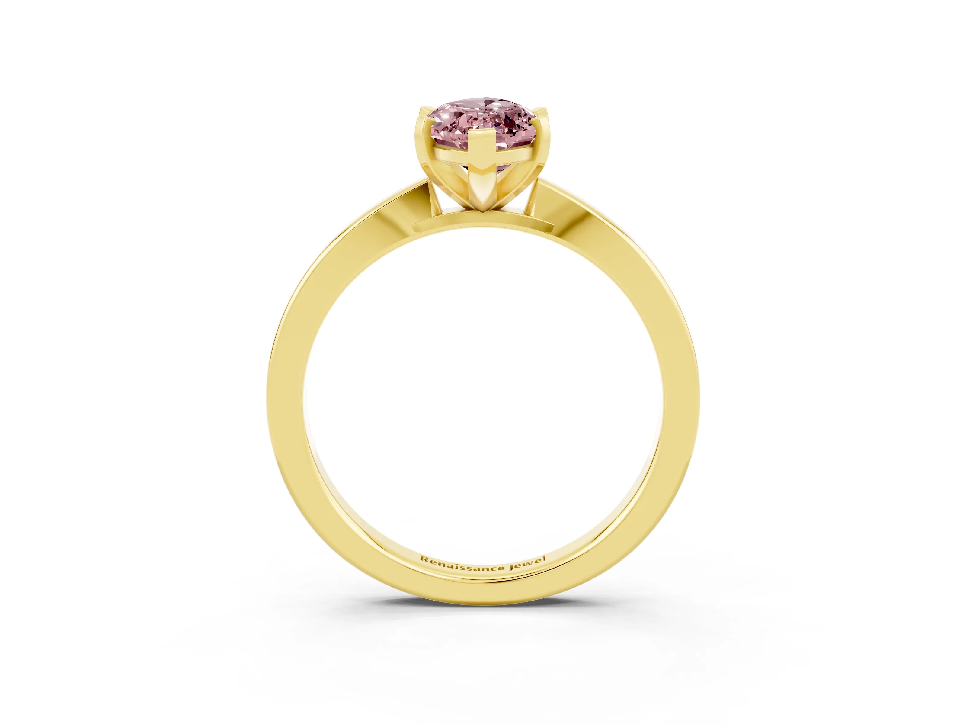 Yellow gold Marquise Cut Morganite Solitaire Engagement Ring with Classic Band and Four-Prong Setting_46