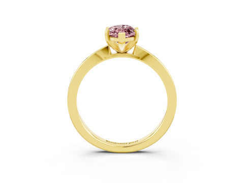 Yellow gold Marquise Cut Morganite Solitaire Engagement Ring with Classic Band and Four-Prong Setting_46