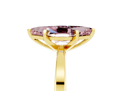 Yellow gold Marquise Cut Morganite Solitaire Engagement Ring with Classic Band and Four-Prong Setting_48