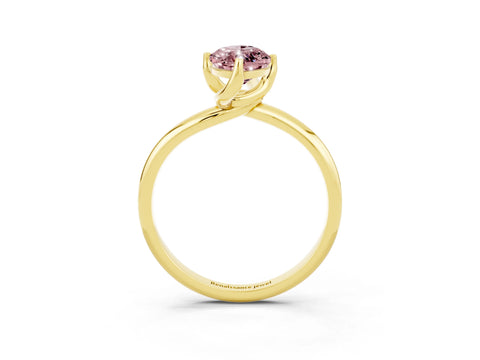 Yellow gold Marquise Cut Morganite Solitaire Engagement Ring with Four-Prong Setting and Classic Band_15
