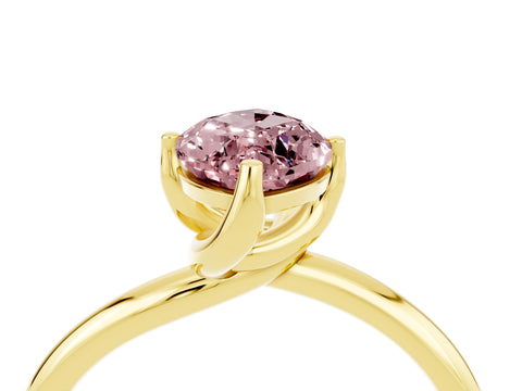 Yellow gold Marquise Cut Morganite Solitaire Engagement Ring with Four-Prong Setting and Classic Band_16
