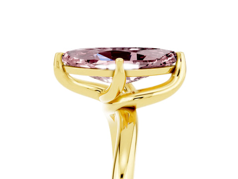 Yellow gold Marquise Cut Morganite Solitaire Engagement Ring with Four-Prong Setting and Classic Band_17