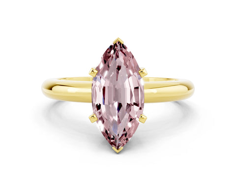 Yellow gold Marquise Cut Morganite Solitaire Engagement Ring with Round Band and Four-Prong Setting_12