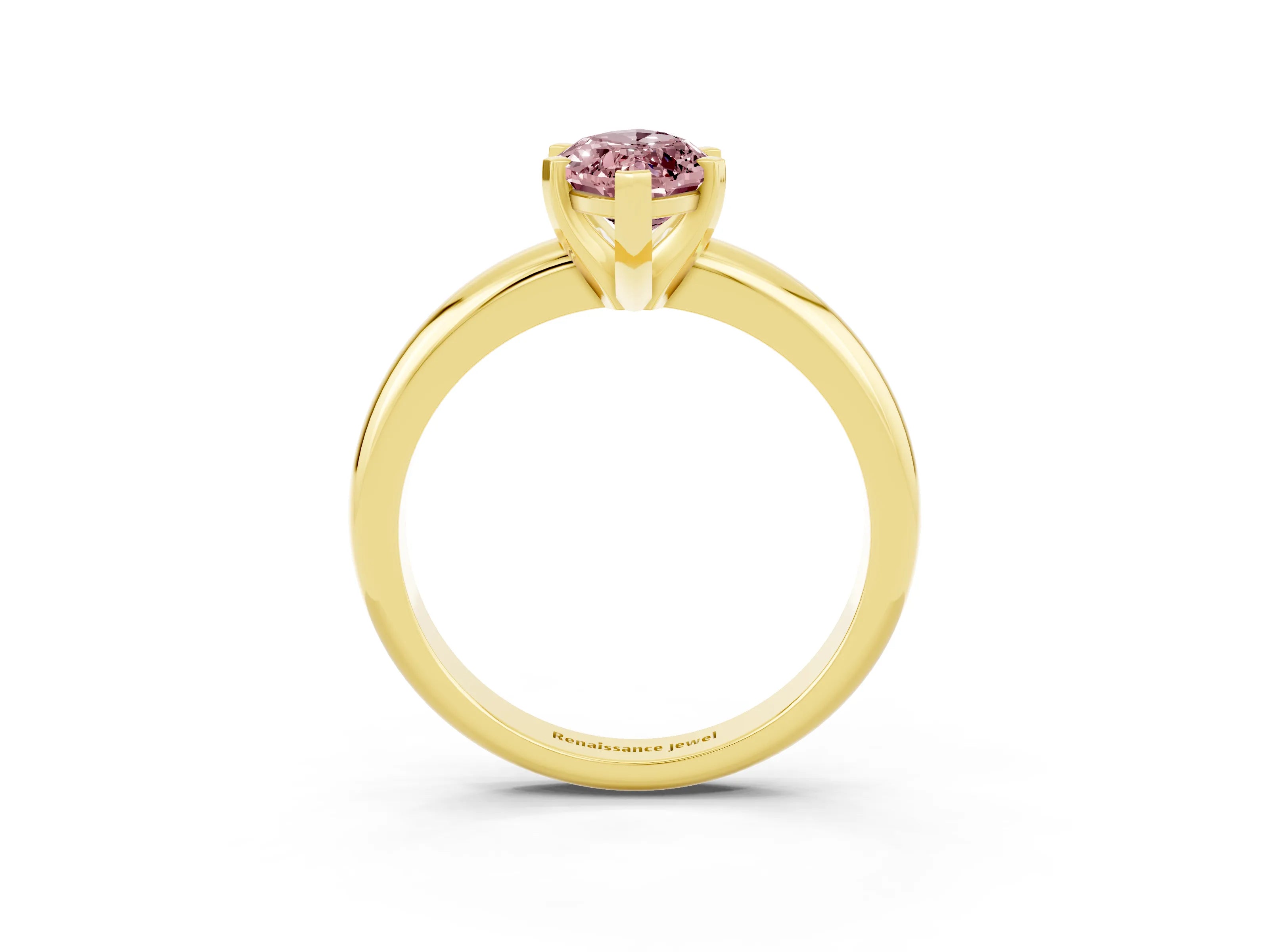 Yellow gold Marquise Cut Morganite Solitaire Engagement Ring with Round Band and Four-Prong Setting_15