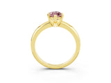Yellow gold Marquise Cut Morganite Solitaire Engagement Ring with Round Band and Four-Prong Setting_15