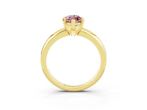 Yellow gold Marquise Cut Morganite Solitaire Engagement Ring with Round Band and Four-Prong Setting_15