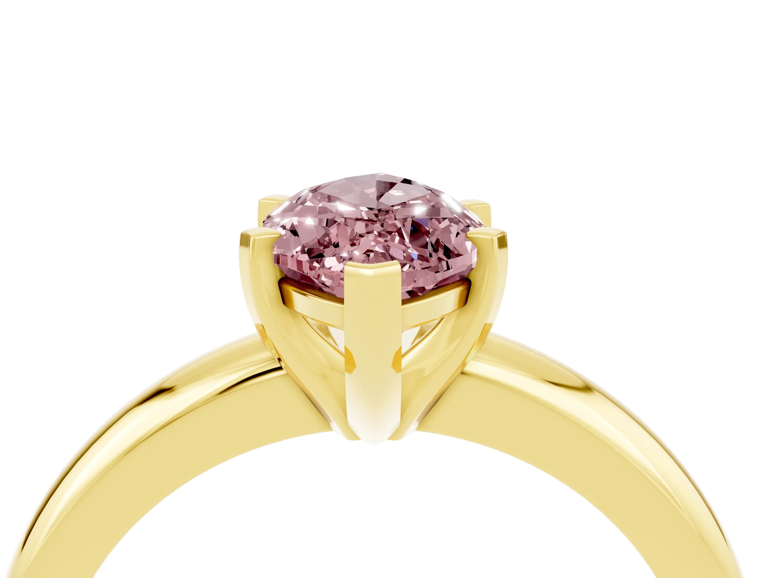 Yellow gold Marquise Cut Morganite Solitaire Engagement Ring with Round Band and Four-Prong Setting_16