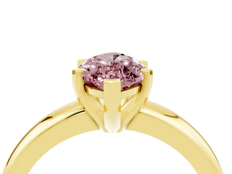 Yellow gold Marquise Cut Morganite Solitaire Engagement Ring with Round Band and Four-Prong Setting_16