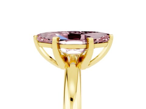 Yellow gold Marquise Cut Morganite Solitaire Engagement Ring with Round Band and Four-Prong Setting_17