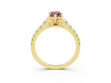 Yellow gold Marquise Cut Morganite Solitaire Ring with Cathedral Setting and Pavé Band_3
