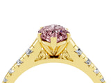 Yellow gold Marquise Cut Morganite Solitaire Ring with Cathedral Setting and Pavé Band_4