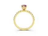 Yellow gold Marquise Cut Morganite Solitaire Ring with Pavé Accents and Four-Prong Setting_3