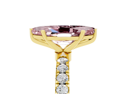 Yellow gold Marquise Cut Morganite Solitaire Ring with Pavé Accents and Four-Prong Setting_5