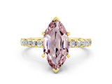 Yellow gold Marquise Cut Morganite Solitaire Ring with Pavé Band and Four-Prong Setting_24