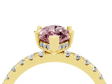 Yellow gold Marquise Cut Morganite Solitaire Ring with Pavé Band and Four-Prong Setting_28