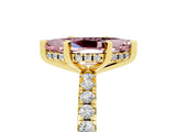 Yellow gold Marquise Cut Morganite Solitaire Ring with Pavé Band and Four-Prong Setting_29