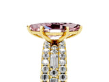 Yellow gold Marquise Cut Morganite Solitaire Ring with Pavé and Channel Set Band_5