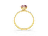 Yellow gold Marquise Cut Morganite Solitaire Ring with Pave Band and Four Prong Setting_27