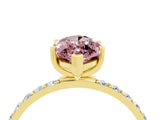 Yellow gold Marquise Cut Morganite Solitaire Ring with Pave Band and Four Prong Setting_28