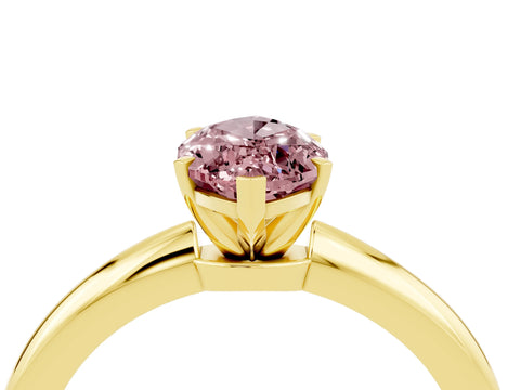Yellow gold Marquise Cut Morganite Solitaire Ring with Six-Prong Setting and Classic Band_4