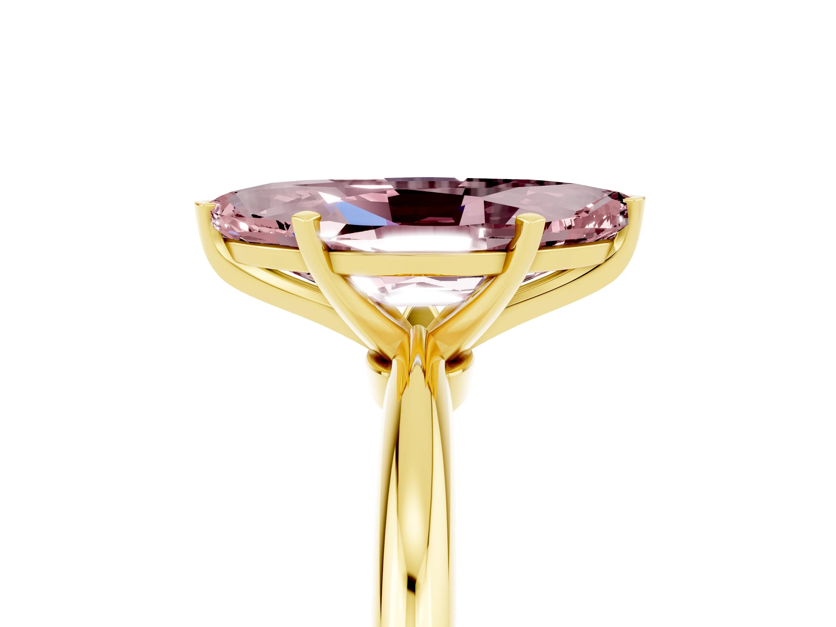 Yellow gold Marquise Cut Morganite Solitaire Ring with Six-Prong Setting and Classic Band_5