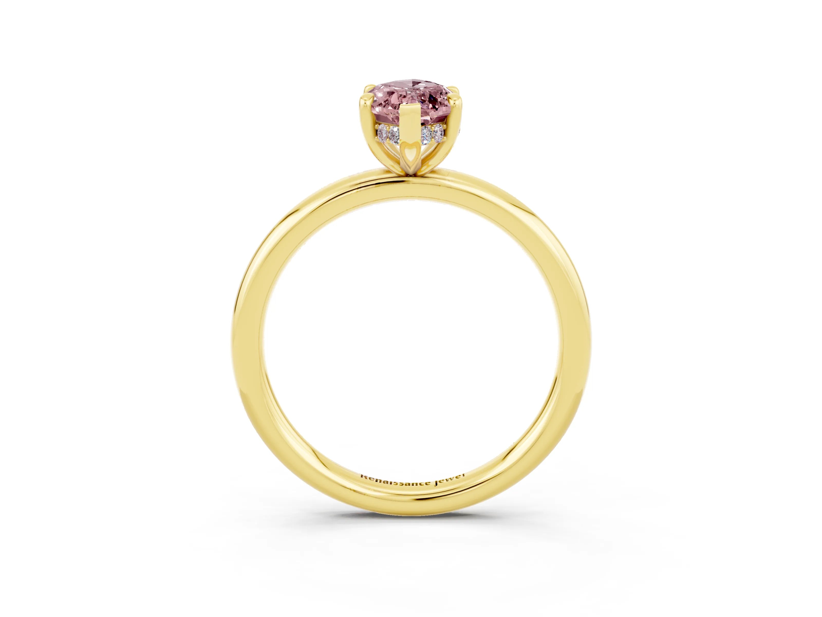 Yellow gold Marquise Cut Morganite Solitaire Ring with Thin Band and Four-Prong Setting_15