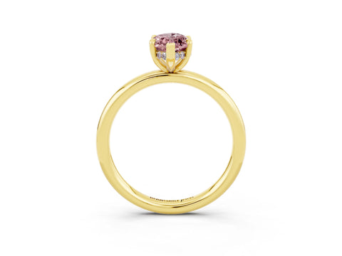 Yellow gold Marquise Cut Morganite Solitaire Ring with Thin Band and Four-Prong Setting_15