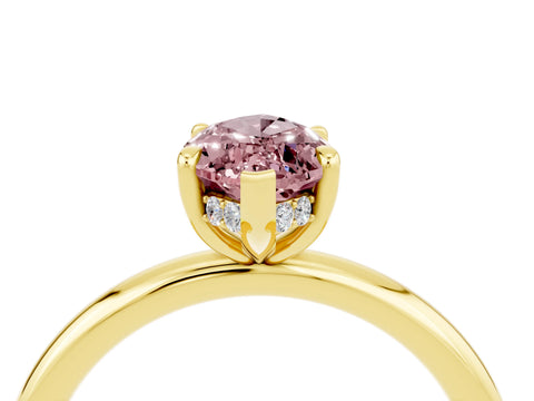 Yellow gold Marquise Cut Morganite Solitaire Ring with Thin Band and Four-Prong Setting_16