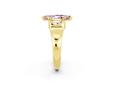 Yellow gold Marquise Cut Morganite Solitaire Ring with Wide Band and Prong Setting_2
