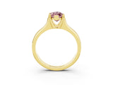 Yellow gold Marquise Cut Morganite Solitaire Ring with Wide Band and Prong Setting_3