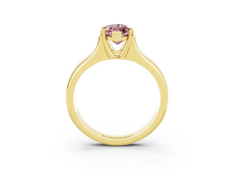 Yellow gold Marquise Cut Morganite Solitaire Ring with Wide Band and Prong Setting_3