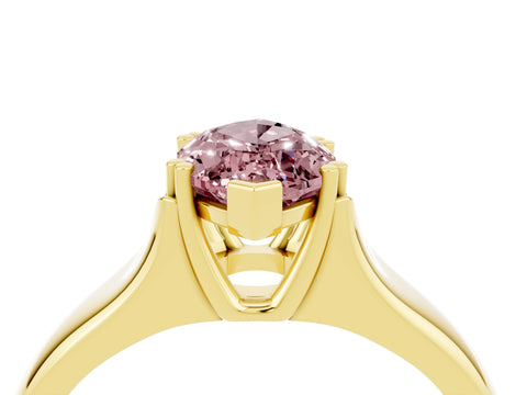 Yellow gold Marquise Cut Morganite Solitaire Ring with Wide Band and Prong Setting_4