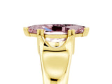Yellow gold Marquise Cut Morganite Solitaire Ring with Wide Band and Prong Setting_5