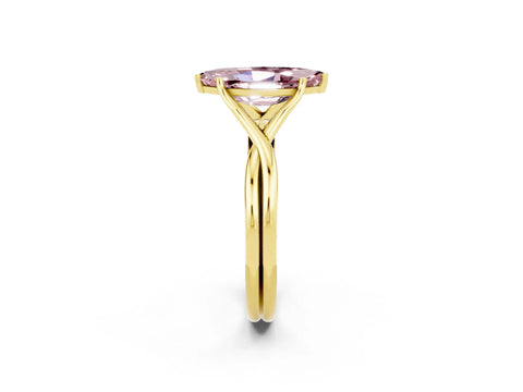 Yellow gold Marquise Cut Morganite Solitaire Twist Band Prong Setting Ring_38