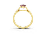 Yellow gold Marquise Cut Morganite Solitaire Twist Band Prong Setting Ring_39