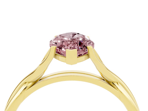 Yellow gold Marquise Cut Morganite Solitaire Twist Band Prong Setting Ring_40