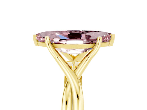 Yellow gold Marquise Cut Morganite Solitaire Twist Band Prong Setting Ring_41