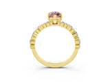Yellow gold Marquise Cut Morganite Solitaire with Side Stones, Pave Band, Four-Prong Setting_39