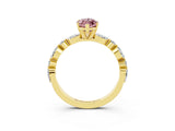 Yellow gold Marquise Cut Morganite Solitaire with Side Stones on a Pavé Band and Four-Prong Setting_3