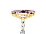 Yellow gold Marquise Cut Morganite Solitaire with Side Stones on a Pavé Band and Four-Prong Setting_5