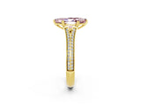 Yellow gold Marquise Cut Morganite Split Shank Engagement Ring with Pavé Band_2