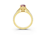 Yellow gold Marquise Cut Morganite Split Shank Engagement Ring with Pavé Band_3