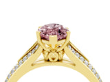Yellow gold Marquise Cut Morganite Split Shank Engagement Ring with Pavé Band_4