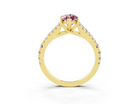 Yellow gold Marquise Cut Morganite Split Shank Pavé Engagement Ring with Four-Prong Setting_15