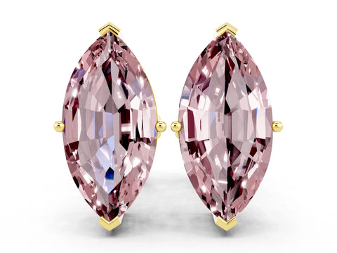 Yellow gold Marquise Cut Morganite Stud Earrings_18