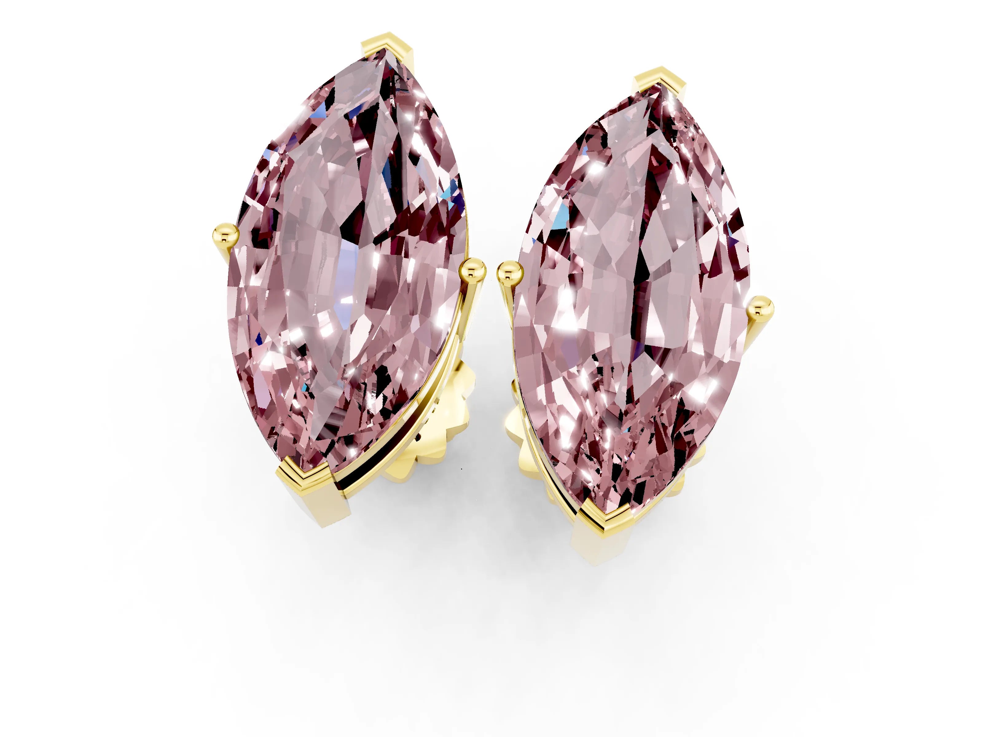 Yellow gold Marquise Cut Morganite Stud Earrings_19