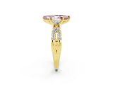 Yellow gold Marquise Cut Morganite Three-Stone Ring with Pavé Split Shank and Four-Prong Setting_14