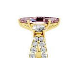 Yellow gold Marquise Cut Morganite Three-Stone Ring with Pavé Split Shank and Four-Prong Setting_17